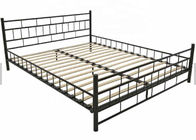 Color Black Large Wooden Slatted 700 Pounds Durable Metal Bed Frame