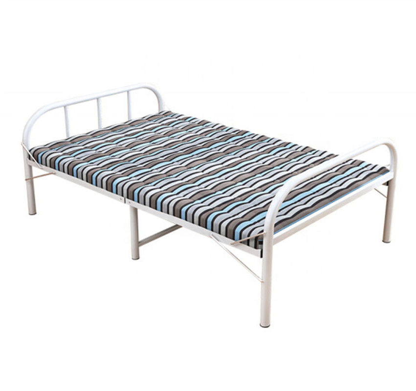 Portable Folding 0.6mm White Metal Single Bed With Mattress