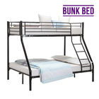 Black Kids Iron Bunk Beds With Rugged Iron Pipe Frame Oblique Ladder