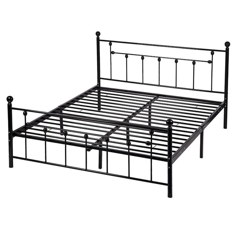 OEM Black Iron Double Bed , Iron Double Bed Frame Smooth Finish Edges