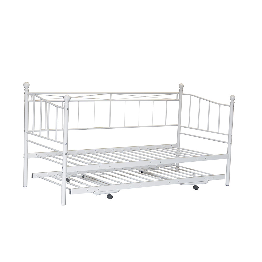 Black Finish Metal Daybed Frame Pop Up Trundle Twin Size Mildew Proof