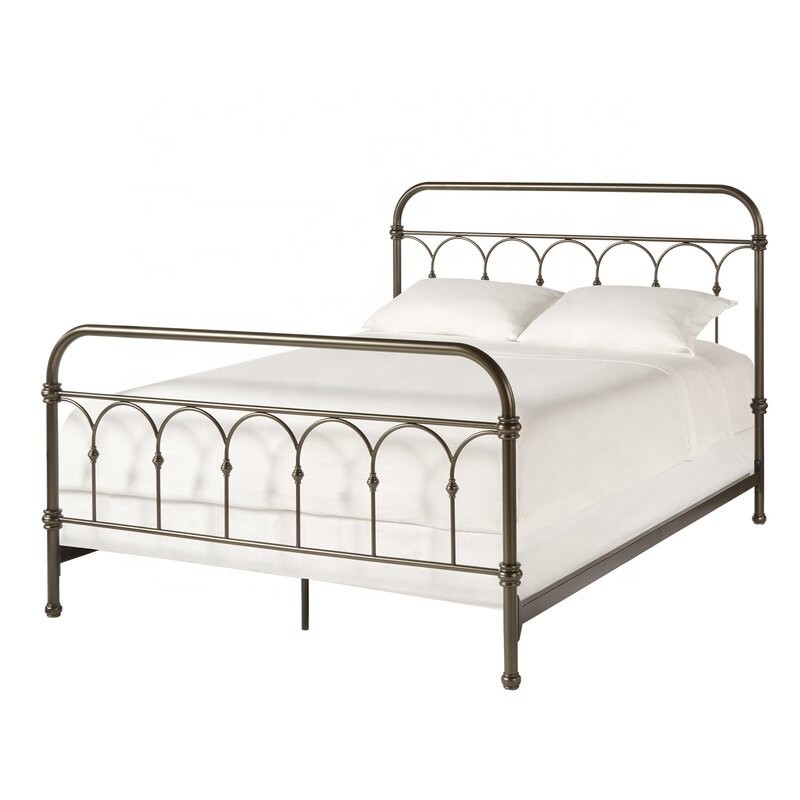 Standard Metal Wrought Iron Platform Bed Strong Sturdy Construction Easy Clean