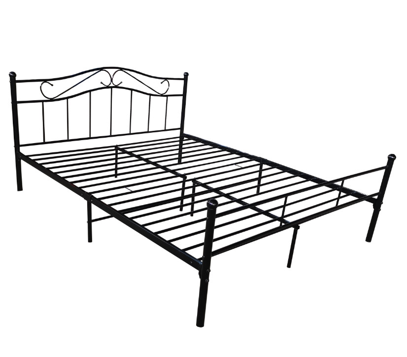 Easy Assemble Black Metal Platform Bed Customizable Size With Headboard